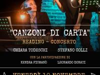 "CANZONI DI CARTA" IL 10 NOVEMBRE A PALAIA